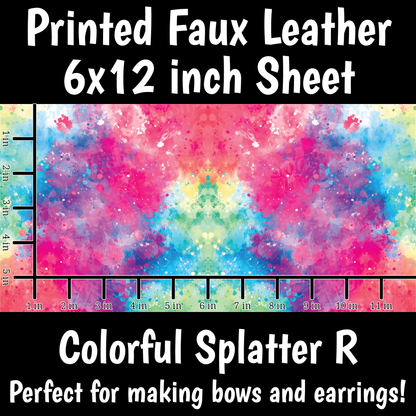 Colorful Splatter R- Faux Leather Sheets (SHIPS IN 3 BUS DAYS)