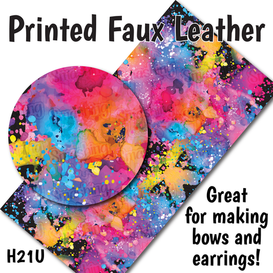 Colorful Splatter - Faux Leather Sheet (SHIPS IN 3 BUS DAYS)