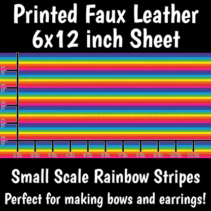 Small Scale Rainbow Stripes - Faux Leather Sheet (SHIPS IN 3 BUS DAYS)