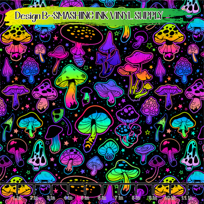 Psychedelic Mushrooms ★ Pattern Vinyl | Faux Leather | Sublimation (TAT 3 BUS DAYS)