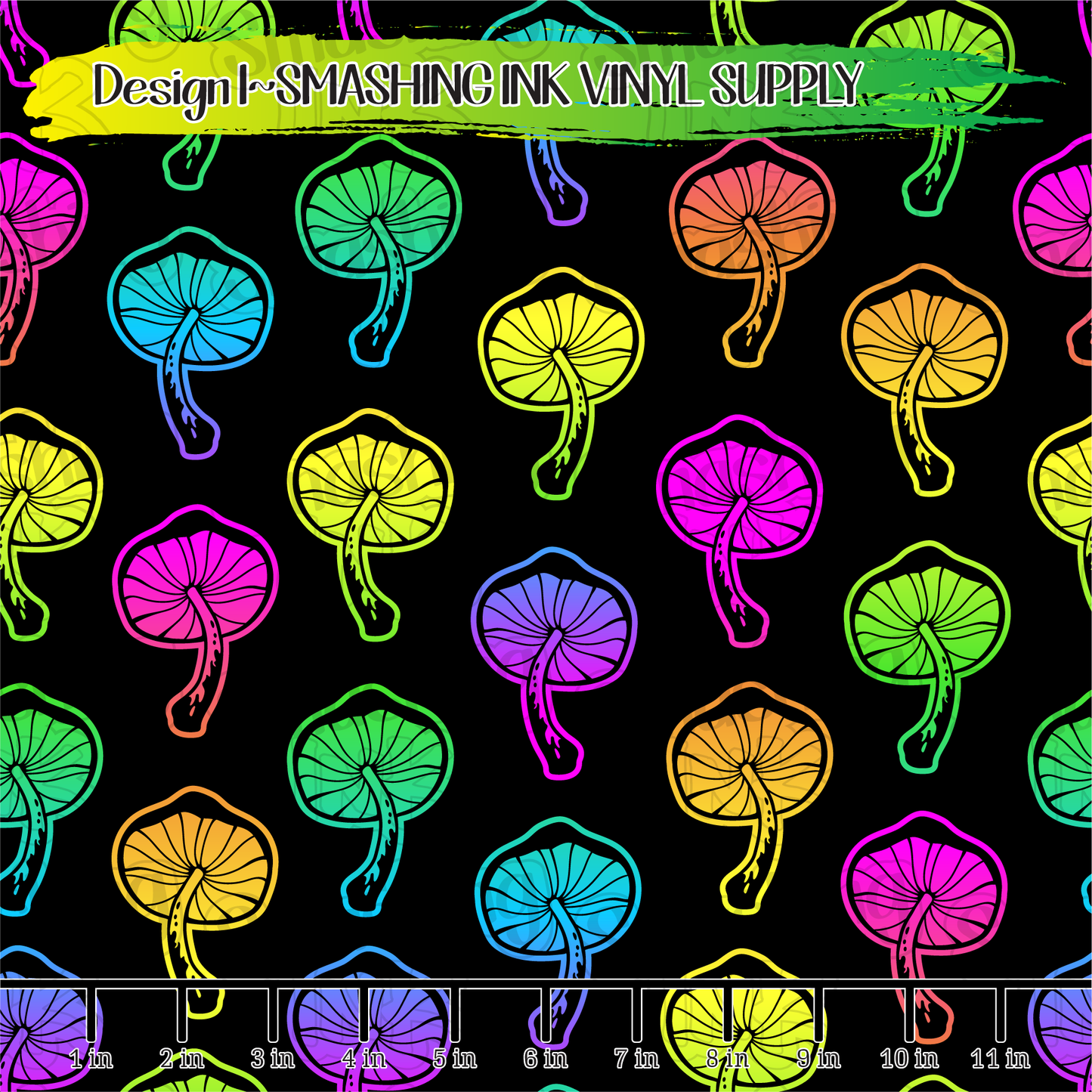 Bright Mushrooms ★ Pattern Vinyl | Faux Leather | Sublimation (TAT 3 BUS DAYS)