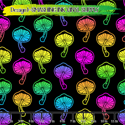 Bright Mushrooms ★ Pattern Vinyl | Faux Leather | Sublimation (TAT 3 BUS DAYS)