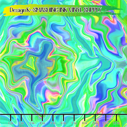 Green Colorful Swirls ★ Pattern Vinyl | Faux Leather | Sublimation (TAT 3 BUS DAYS)