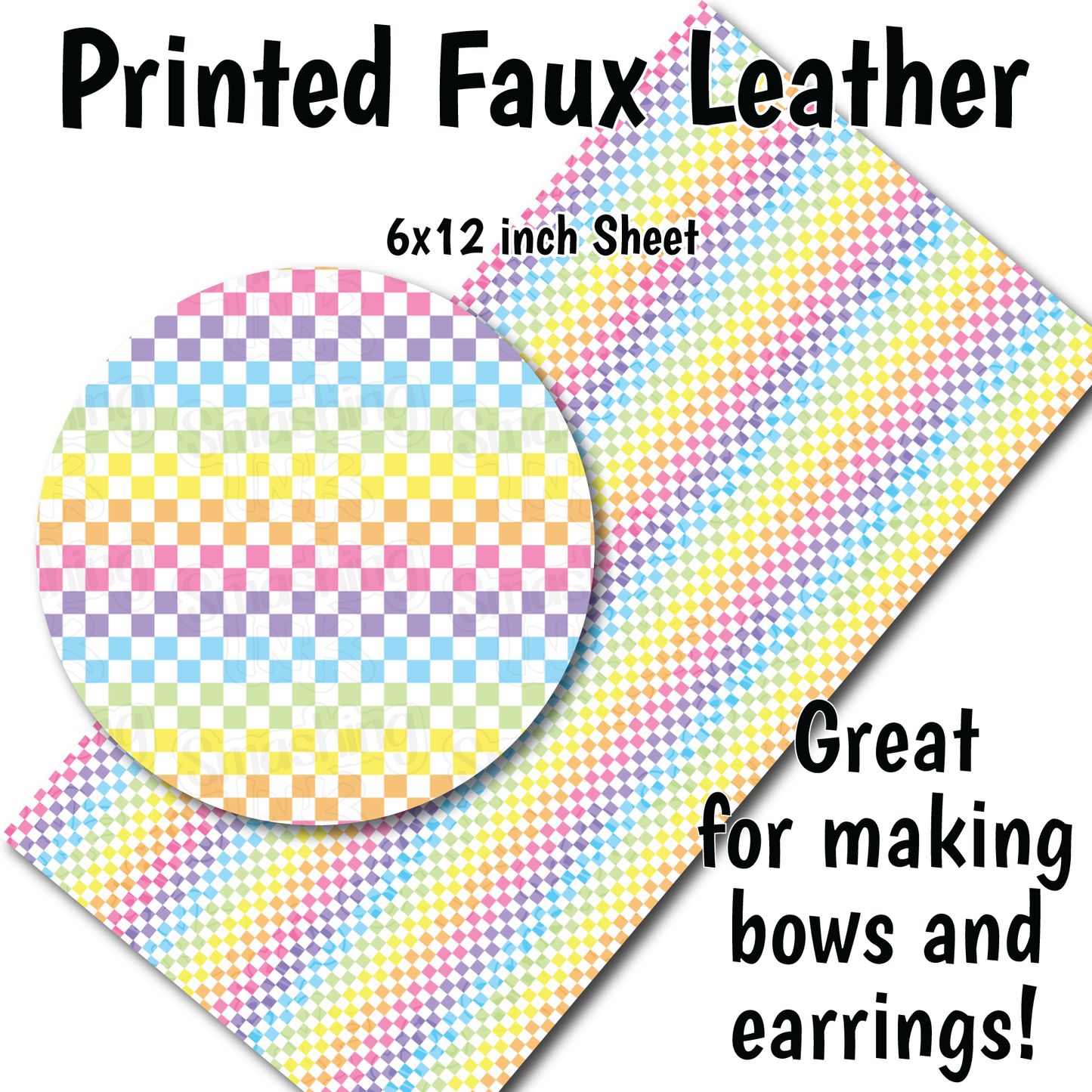 Rainbow Checkerboard G - Faux Leather Sheet (SHIPS IN 3 BUS DAYS)
