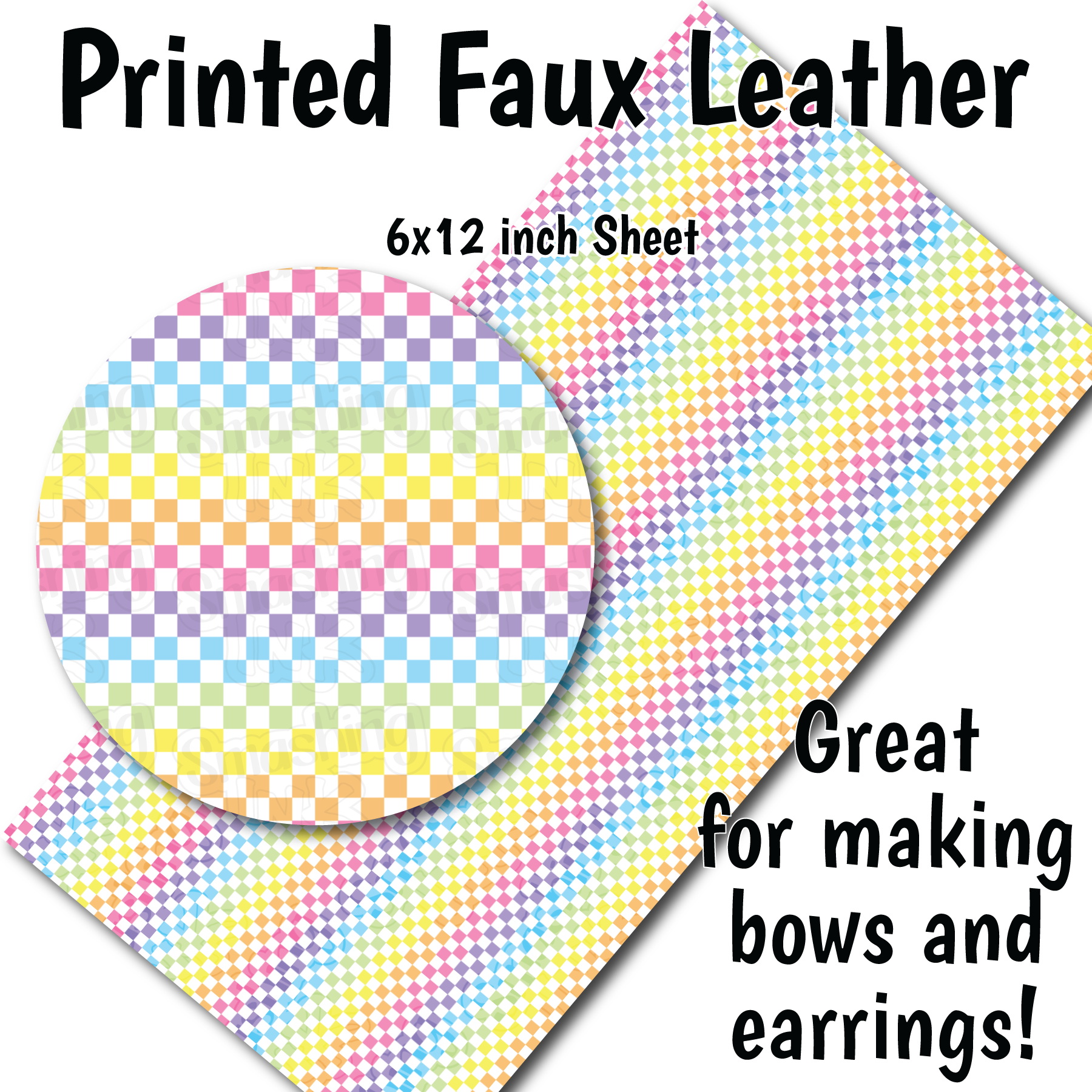 Rainbow Checkerboard G - Faux Leather Sheet (SHIPS IN 3 BUS DAYS) –  Smashing Ink Vinyl