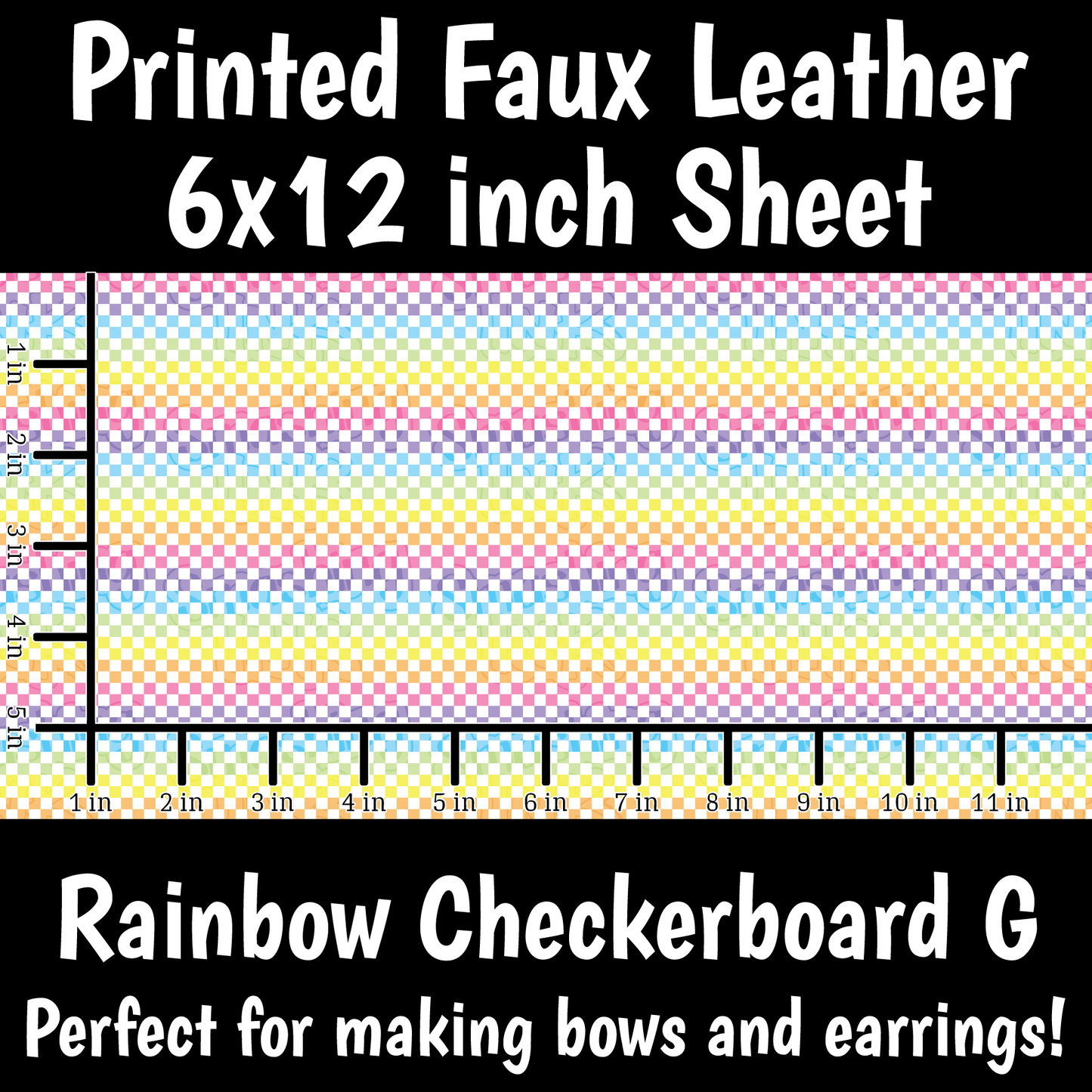 Rainbow Checkerboard G - Faux Leather Sheet (SHIPS IN 3 BUS DAYS)