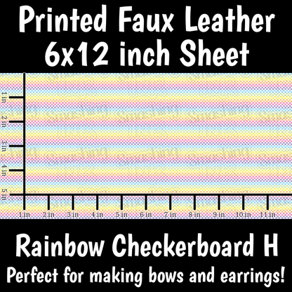 Rainbow Checkerboard H - Faux Leather Sheet (SHIPS IN 3 BUS DAYS)
