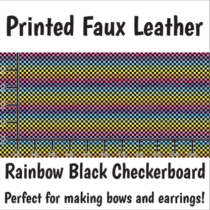 Rainbow Black Checkerboard - Faux Leather Sheet (SHIPS IN 3 BUS DAYS)