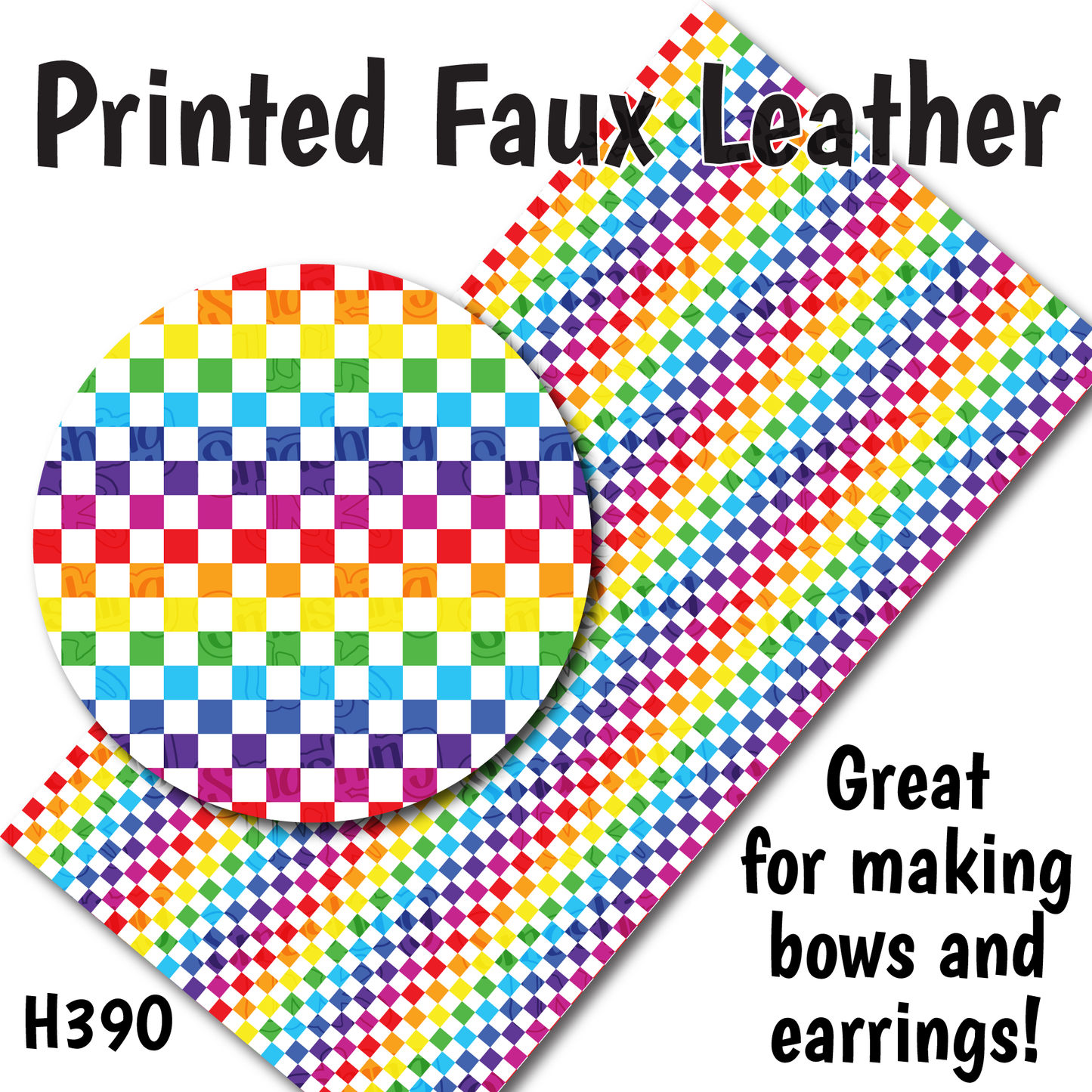 Rainbow Checkerboard - Faux Leather Sheet (SHIPS IN 3 BUS DAYS)