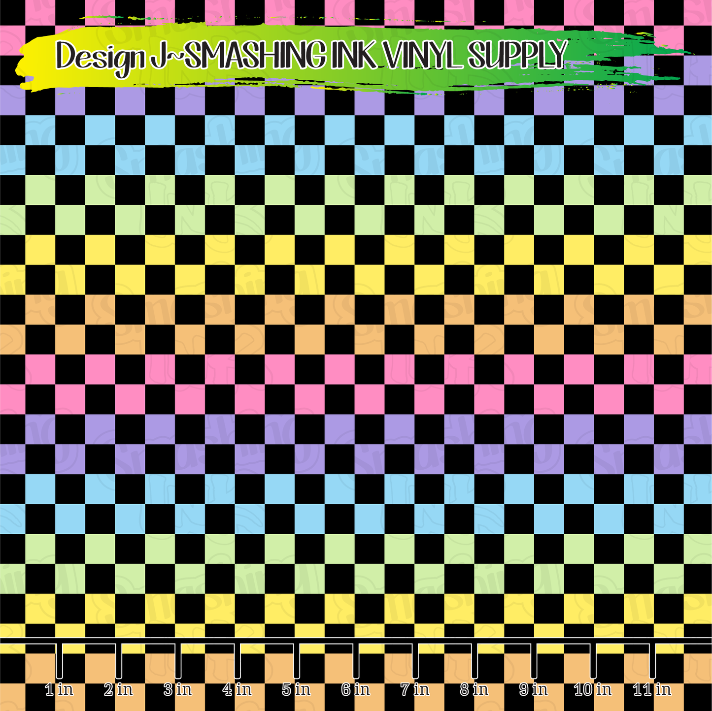 Rainbow Black Checkerboard ★ Pattern Vinyl | Faux Leather | Sublimation (TAT 3 BUS DAYS)