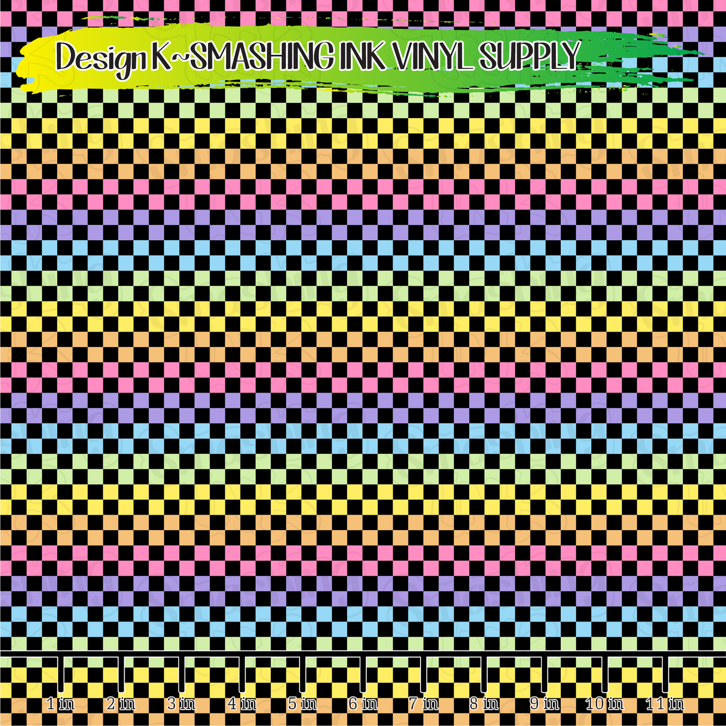 Rainbow Black Checkerboard ★ Pattern Vinyl | Faux Leather | Sublimation (TAT 3 BUS DAYS)