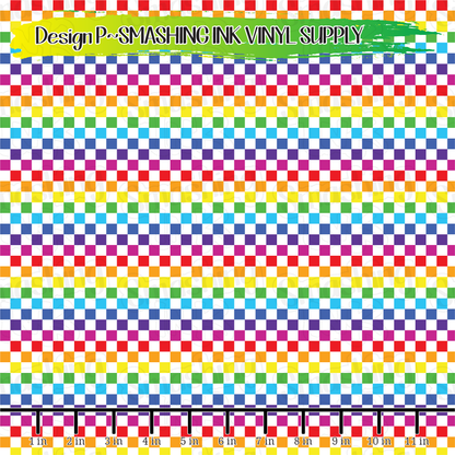 Rainbow Checkerboard ★ Pattern Vinyl | Faux Leather | Sublimation (TAT 3 BUS DAYS)
