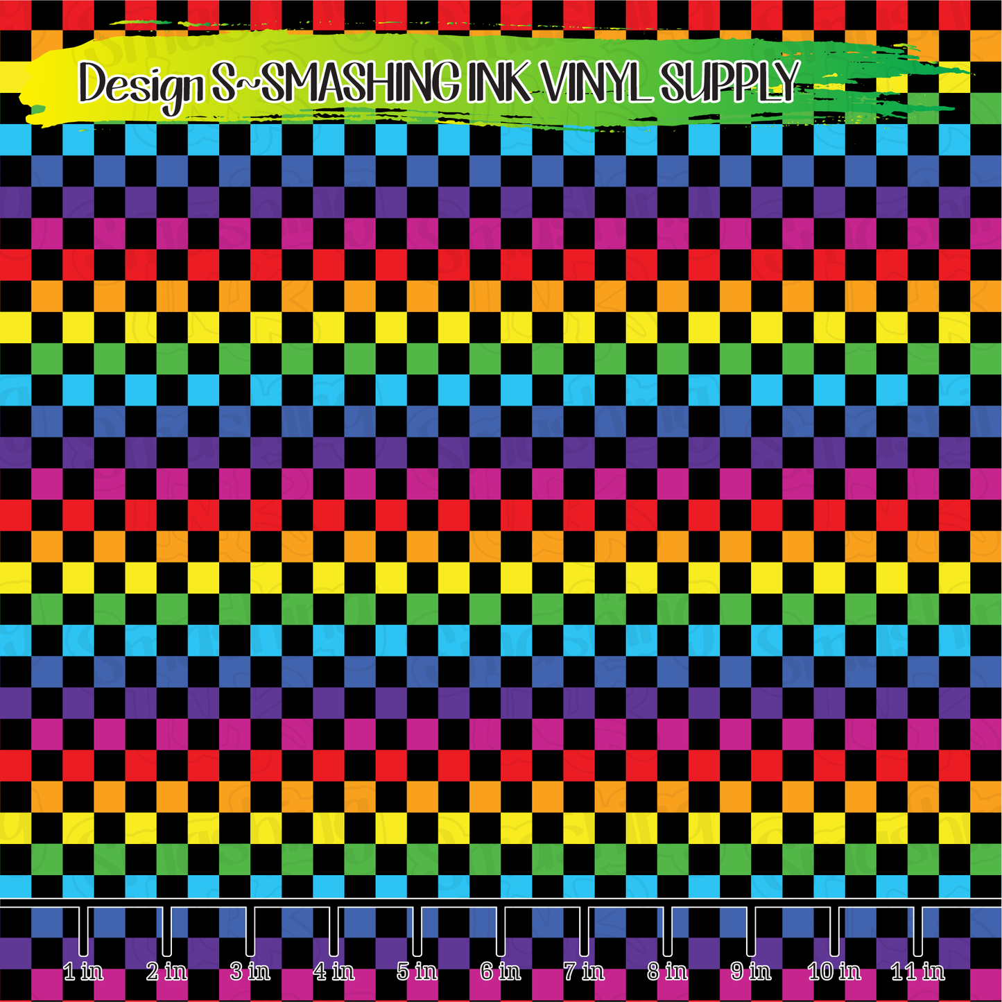 Rainbow Black Checkerboard ★ Laser Safe Adhesive Film (TAT 3 BUS DAYS)