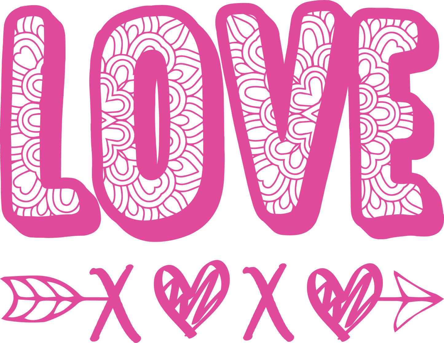Love/XOXO - Pink Ink - Screen Printed Transfer