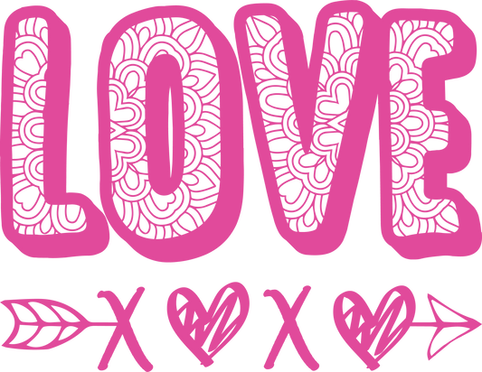 Love/XOXO - Pink Ink - Screen Printed Transfer