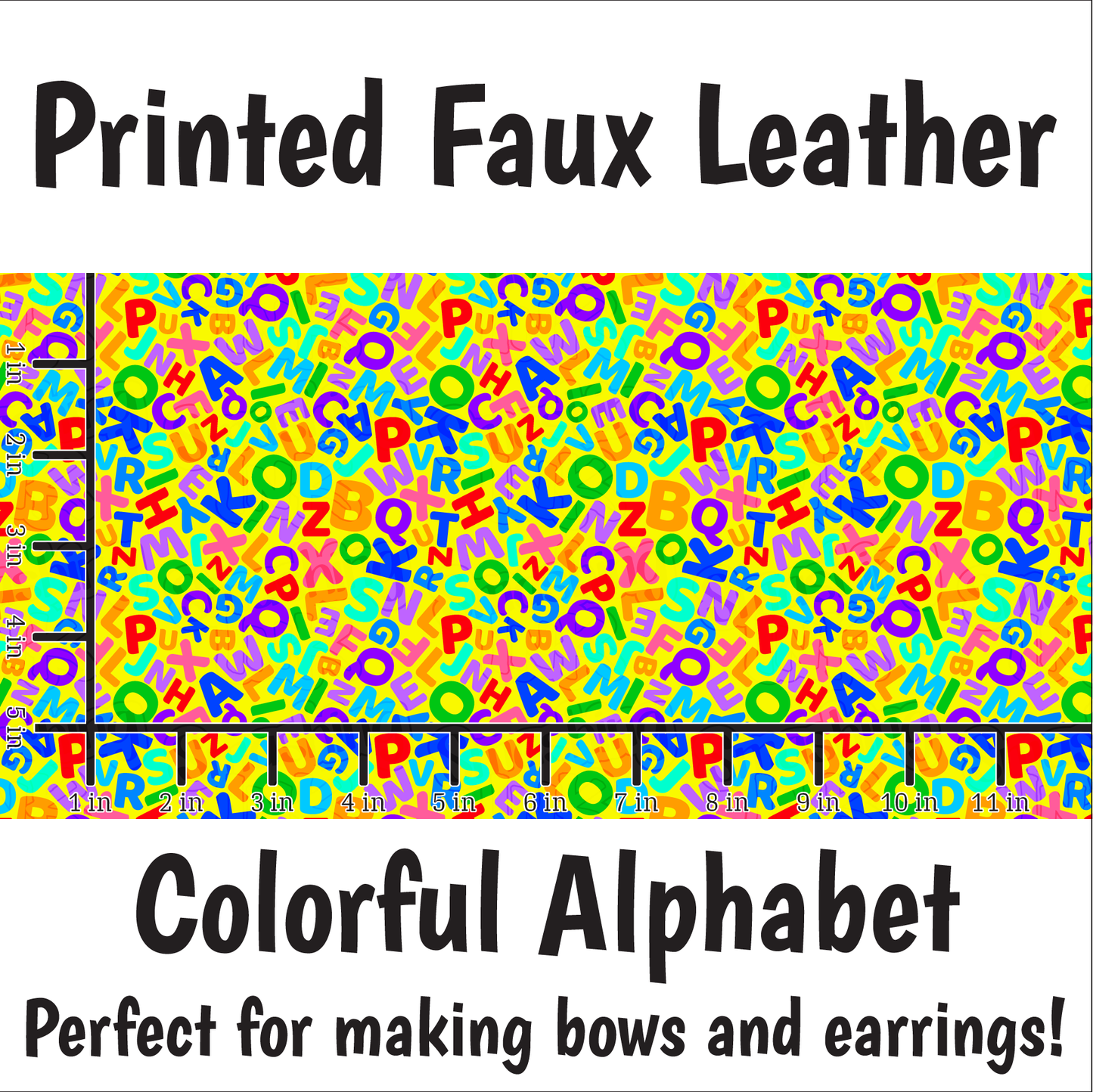 Colorful Alphabet - Faux Leather Sheet (SHIPS IN 3 BUS DAYS)