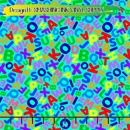 Colorful Alphabet ★ Pattern Vinyl | Faux Leather | Sublimation (TAT 3 BUS DAYS)