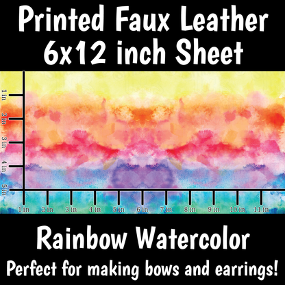 Rainbow Watercolor A - Faux Leather Sheet (SHIPS IN 3 BUS DAYS)