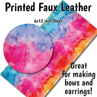 Rainbow Watercolor E - Faux Leather Sheet (SHIPS IN 3 BUS DAYS)