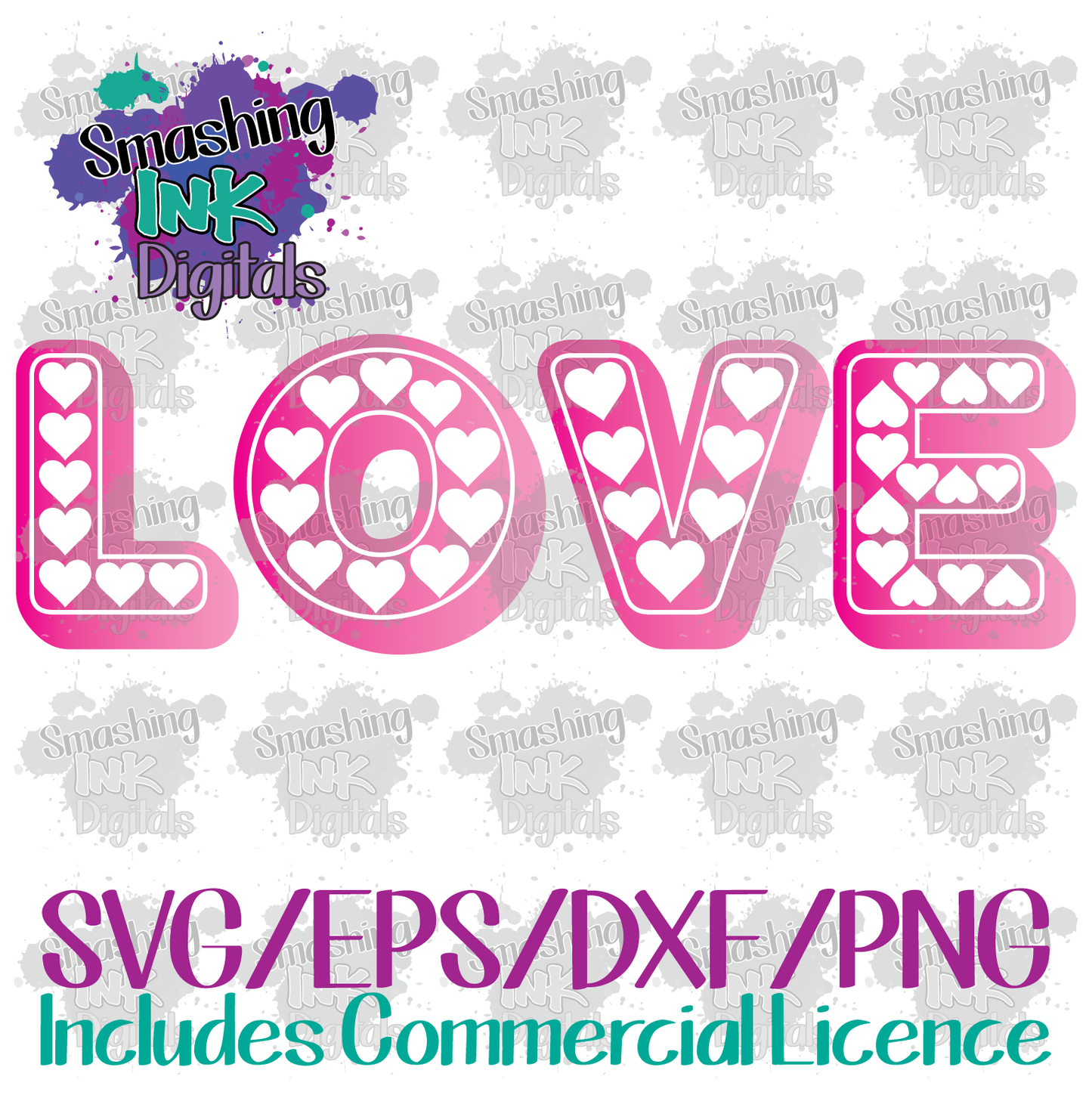 Love with Hearts - SVG Cutting File