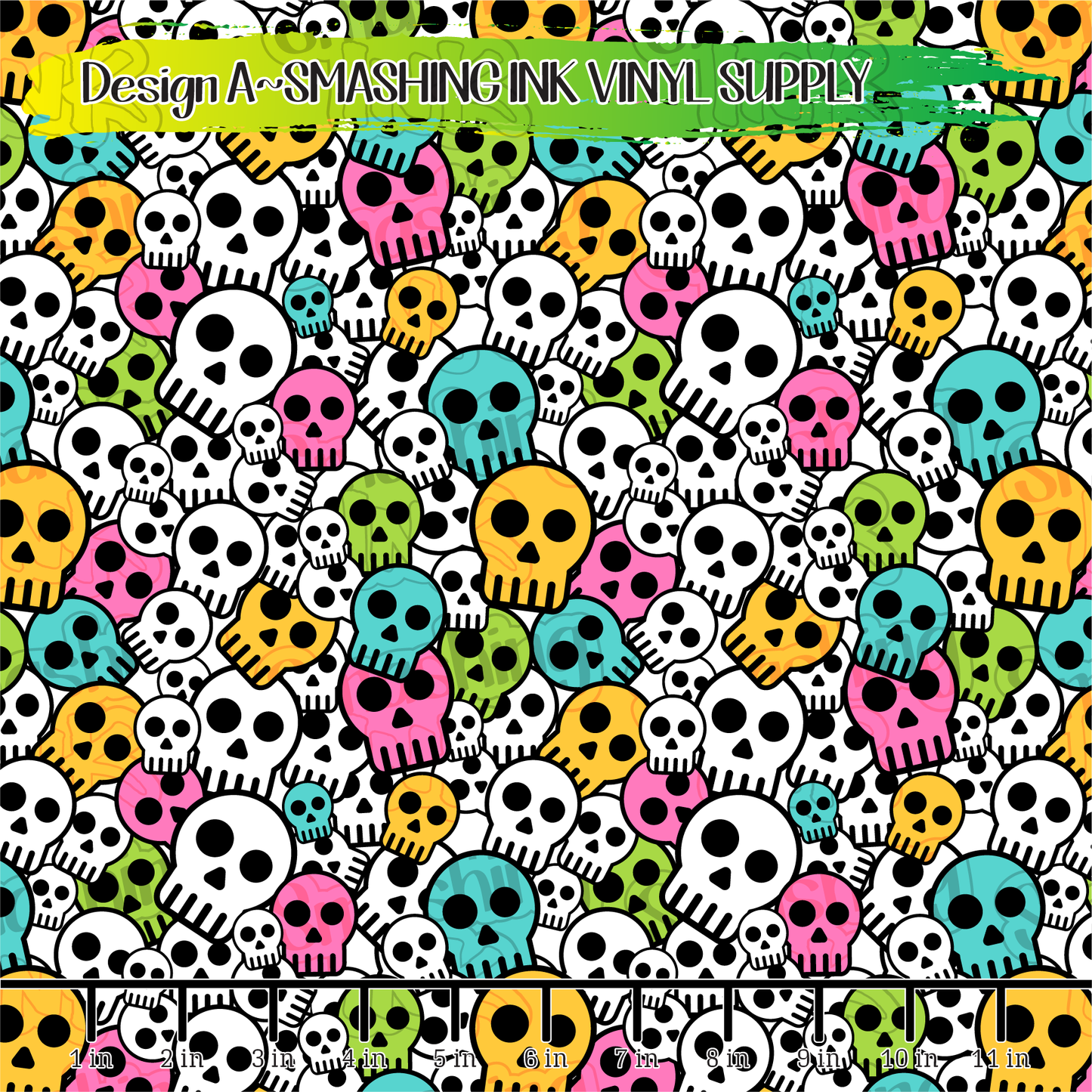 Colorful Skulls ★ Pattern Vinyl | Faux Leather | Sublimation (TAT 3 BUS DAYS)