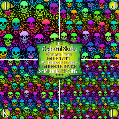Colorful Skulls ★ Laser Safe Adhesive Film (TAT 3 BUS DAYS)