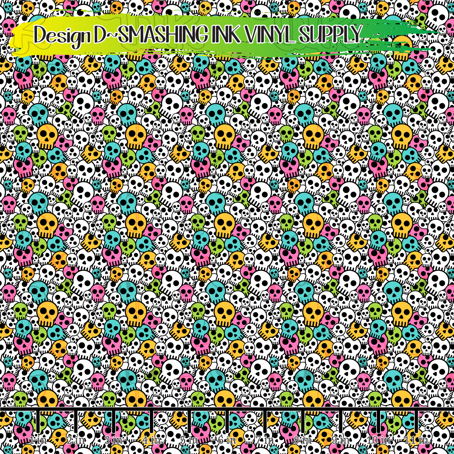 Colorful Skulls ★ Pattern Vinyl | Faux Leather | Sublimation (TAT 3 BUS DAYS)