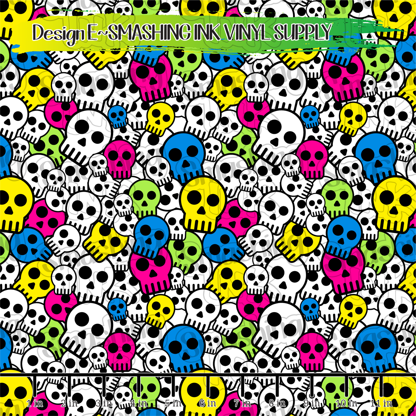 Colorful Skulls ★ Pattern Vinyl | Faux Leather | Sublimation (TAT 3 BUS DAYS)