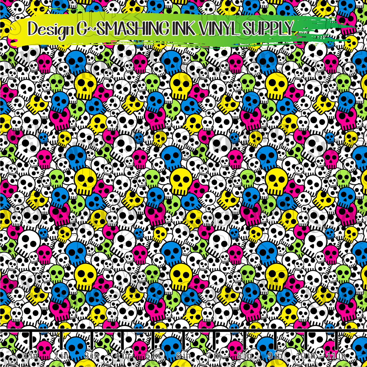 Colorful Skulls ★ Pattern Vinyl | Faux Leather | Sublimation (TAT 3 BUS DAYS)