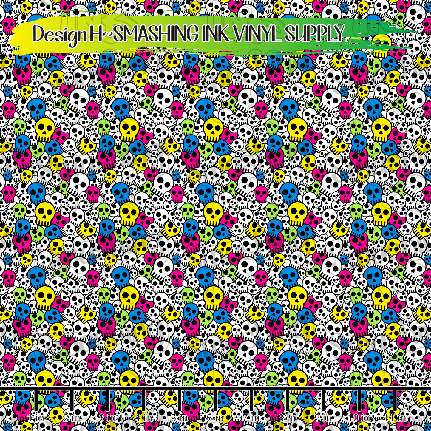 Colorful Skulls ★ Pattern Vinyl | Faux Leather | Sublimation (TAT 3 BUS DAYS)