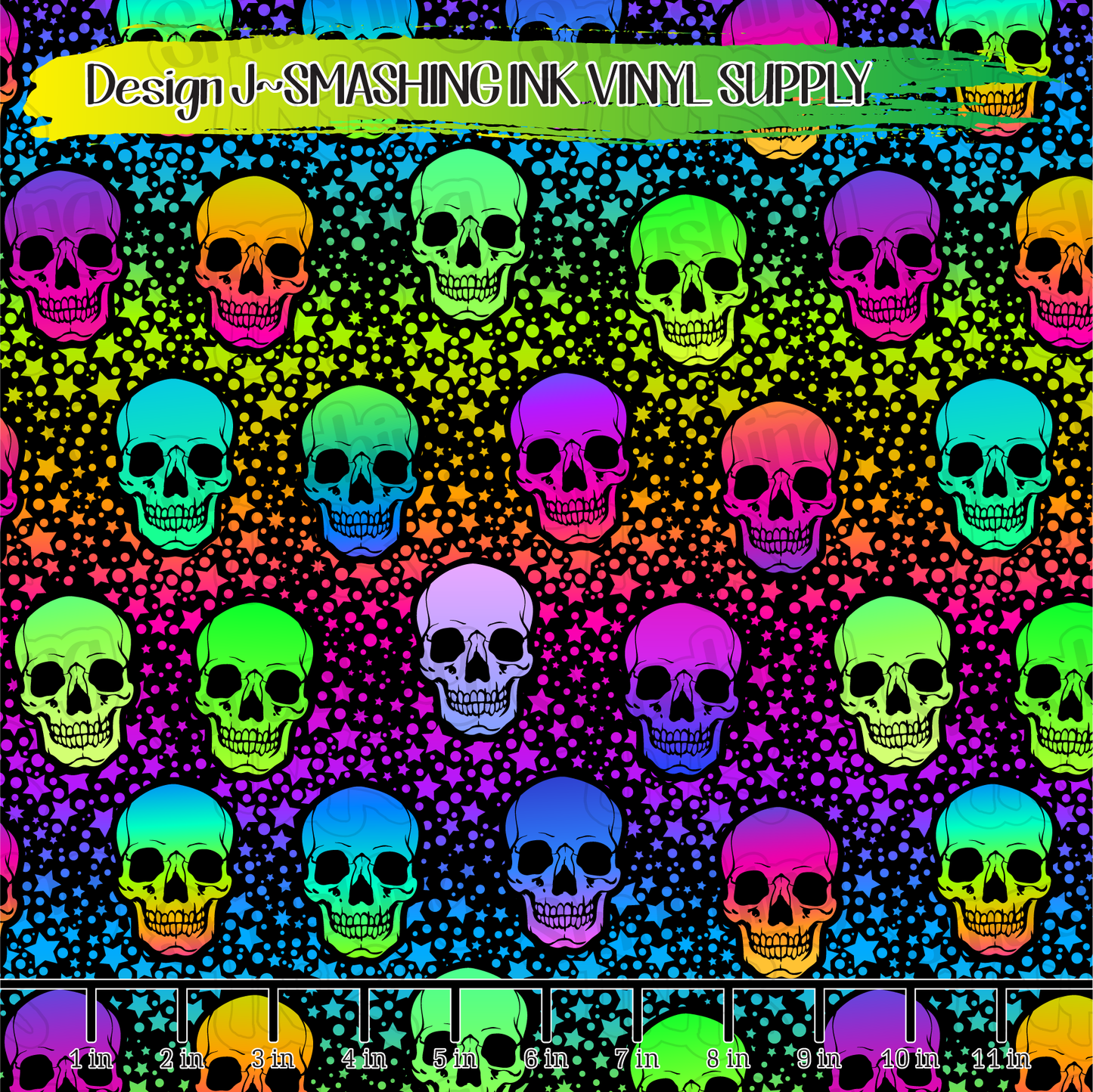 Colorful Skulls ★ Laser Safe Adhesive Film (TAT 3 BUS DAYS)