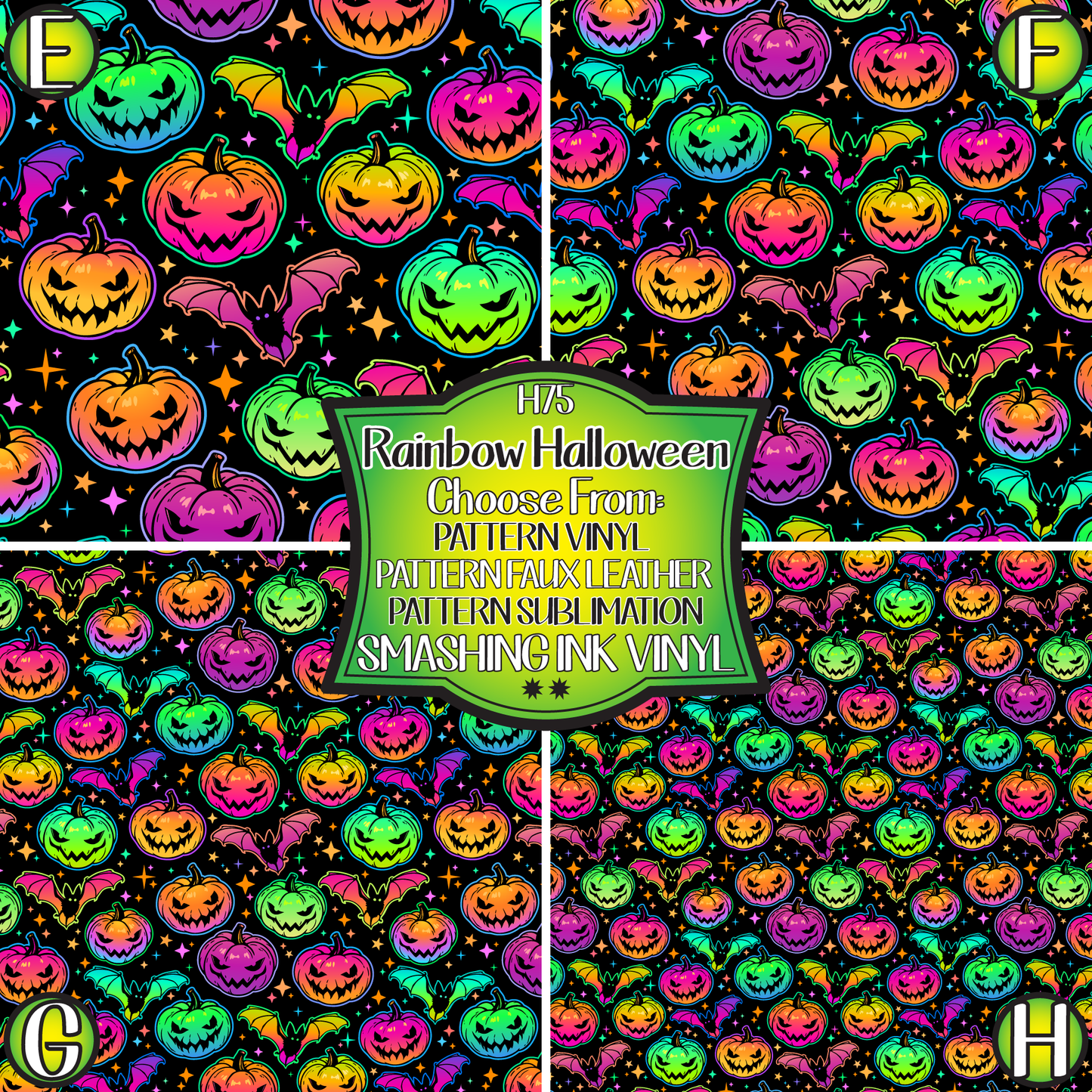 Rainbow Halloween ★ Pattern Vinyl | Faux Leather | Sublimation (TAT 3 BUS DAYS)