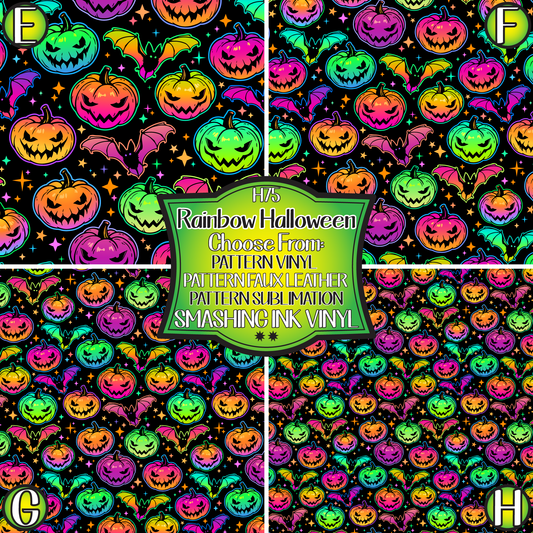 Rainbow Halloween ★ Pattern Vinyl | Faux Leather | Sublimation (TAT 3 BUS DAYS)