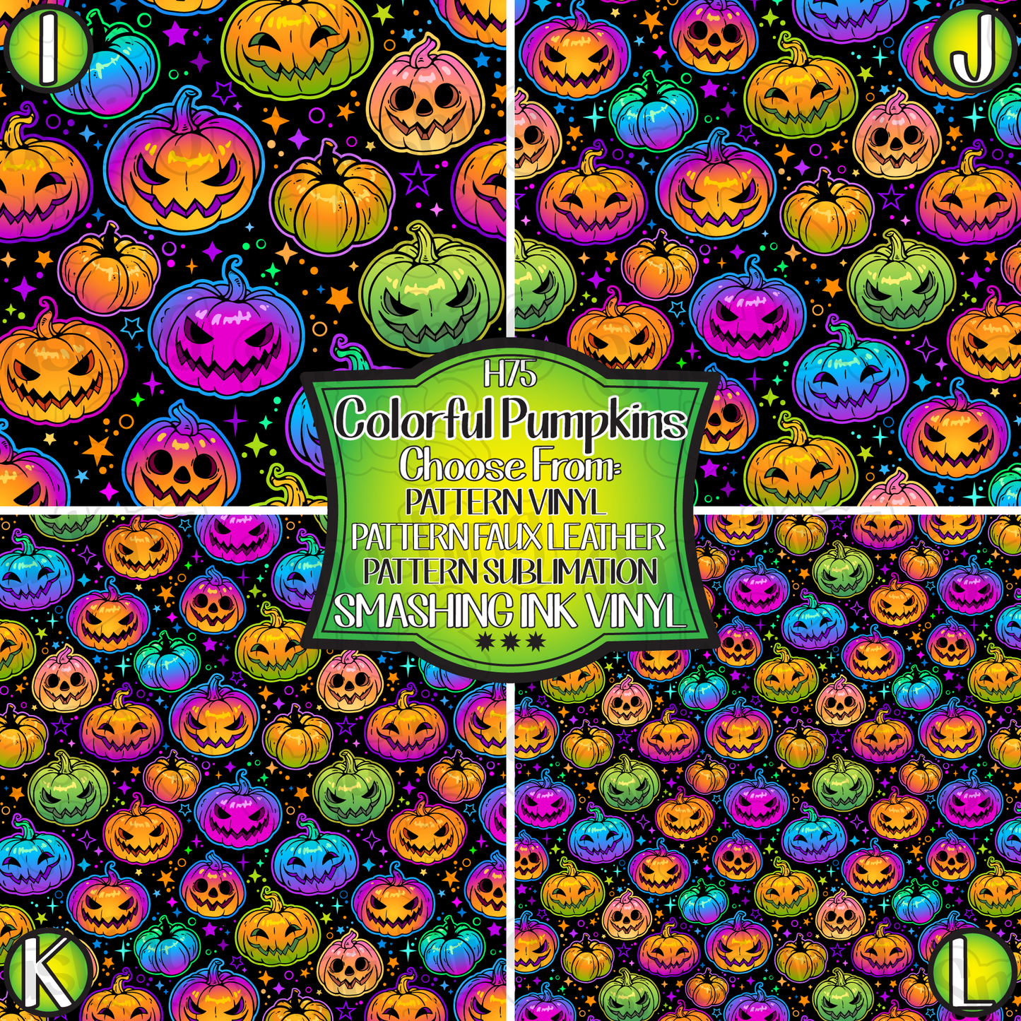 Colorful Pumpkins ★ Pattern Vinyl | Faux Leather | Sublimation (TAT 3 BUS DAYS)