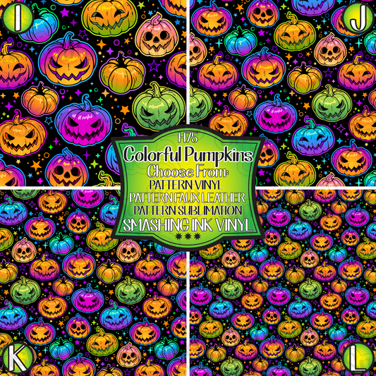 Colorful Pumpkins ★ Pattern Vinyl | Faux Leather | Sublimation (TAT 3 BUS DAYS)