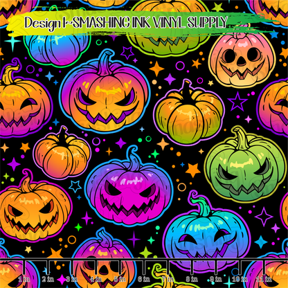 Colorful Pumpkins ★ Pattern Vinyl | Faux Leather | Sublimation (TAT 3 BUS DAYS)