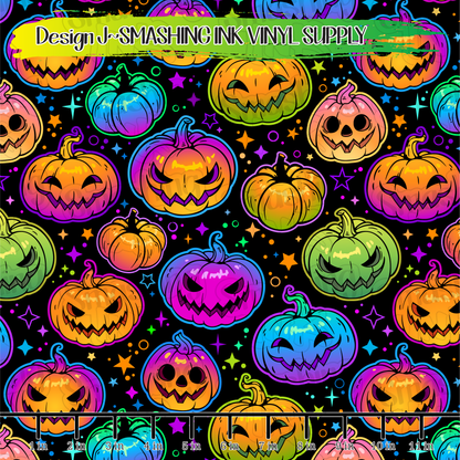 Colorful Pumpkins ★ Pattern Vinyl | Faux Leather | Sublimation (TAT 3 BUS DAYS)