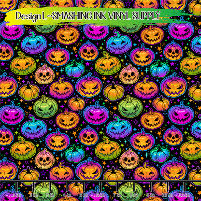 Colorful Pumpkins ★ Pattern Vinyl | Faux Leather | Sublimation (TAT 3 BUS DAYS)