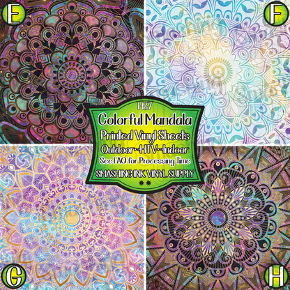 Colorful Mandala ★ Pattern Vinyl | Faux Leather | Sublimation (TAT 3 BUS DAYS)