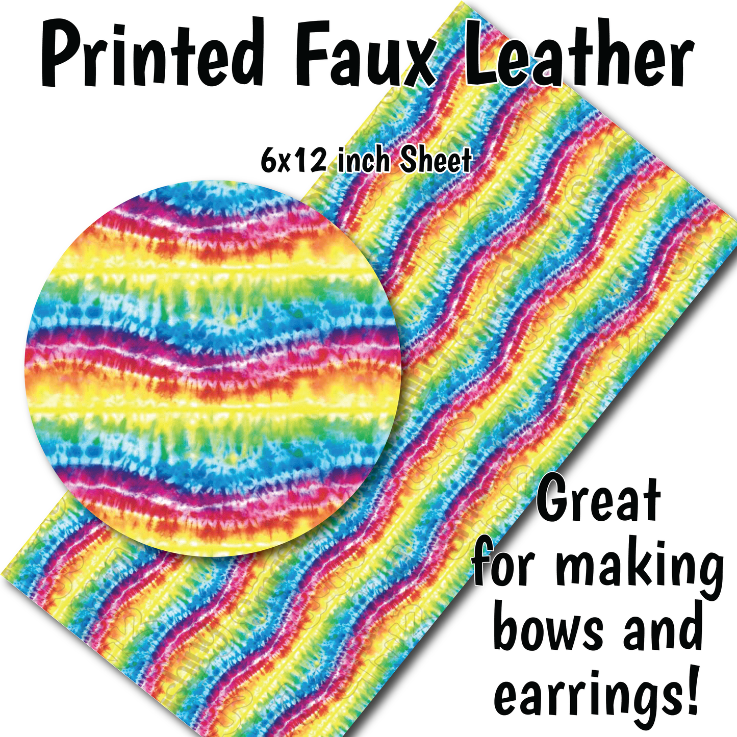 Colorful Tie Dye- Faux Leather Sheet (SHIPS IN 3 BUS DAYS)