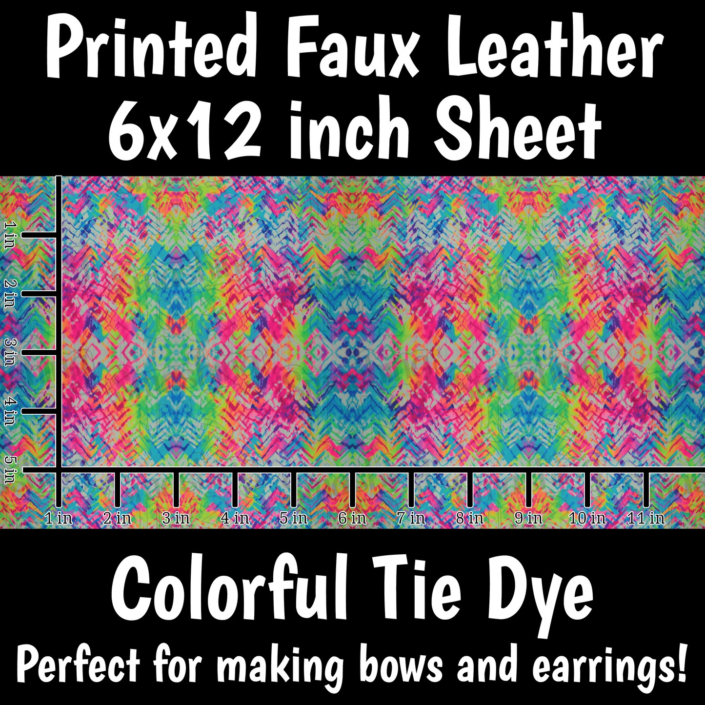 Colorful Tie Dye- Faux Leather Sheet (SHIPS IN 3 BUS DAYS)