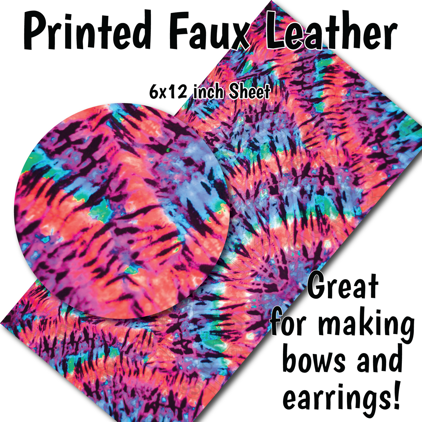 Tie Dye Pattern - Faux Leather Sheet (SHIPS IN 3 BUS DAYS)