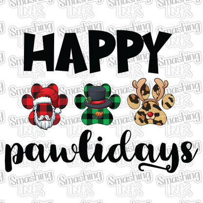 Happy Pawlidays - Heat Transfer | DTF | Sublimation (TAT 3 BUS DAYS) [4G-11HTV]