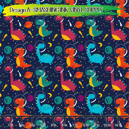 Space Dinosaurs ★ Pattern Vinyl | Faux Leather | Sublimation (TAT 3 BUS DAYS)