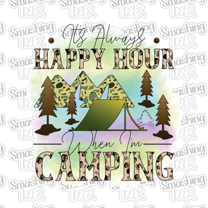 Happy Hour Camping - Heat Transfer | DTF | Sublimation (TAT 3 BUS DAYS) [9F-31HTV]