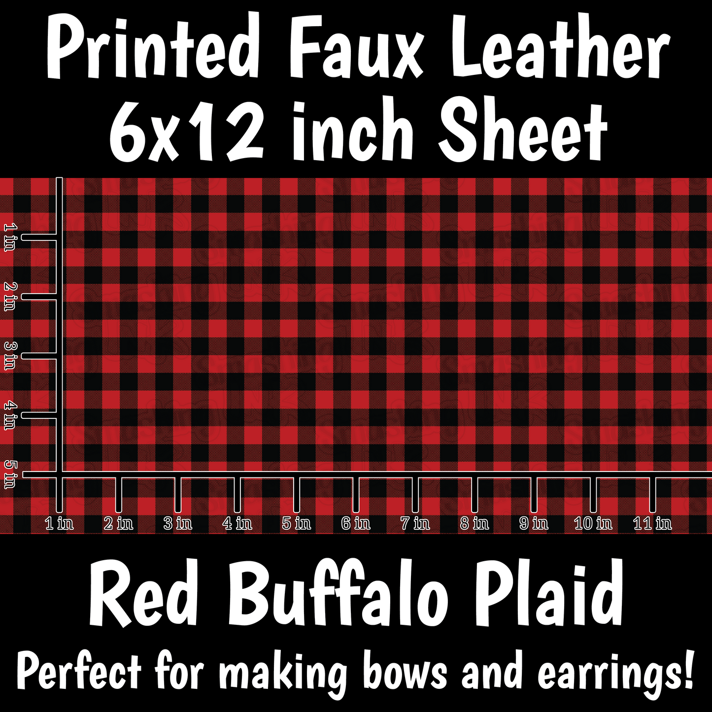 Red Buffalo Plaid - Faux Leather Sheet (SHIPS IN 3 BUS DAYS)