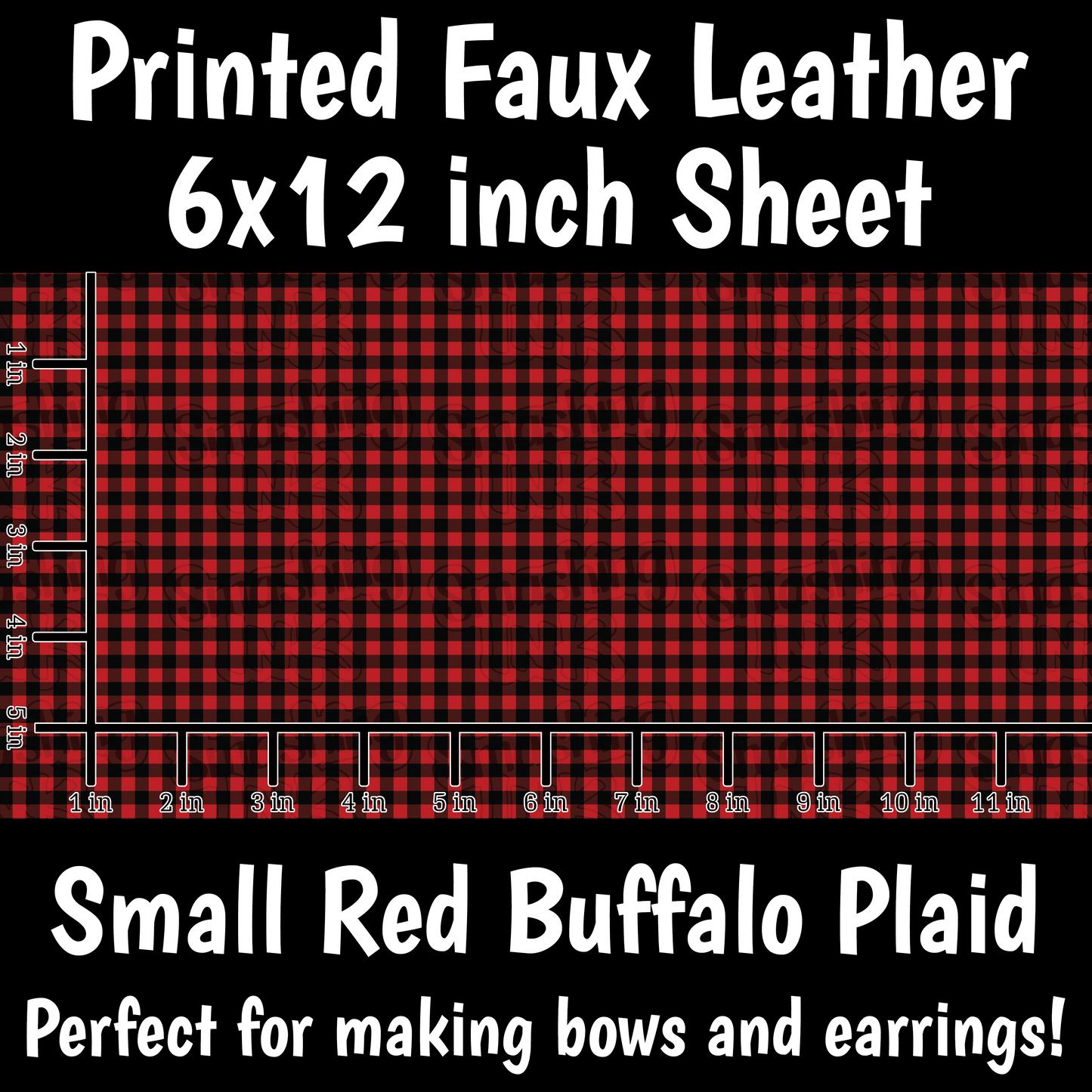 Red Buffalo Plaid Small Scale - Faux Leather Sheet (SHIPS IN 3 BUS DAYS)
