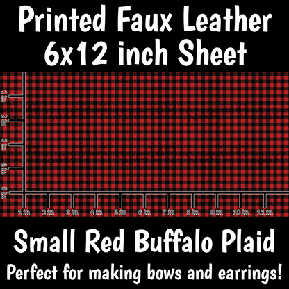 Red Buffalo Plaid Small Scale - Faux Leather Sheet (SHIPS IN 3 BUS DAYS)