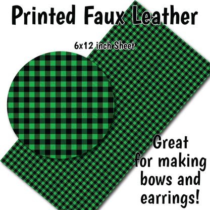 Green Buffalo Plaid D - Faux Leather Sheet (SHIPS IN 3 BUS DAYS)