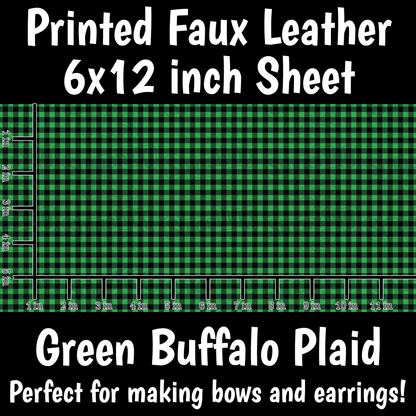 Green Buffalo Plaid D - Faux Leather Sheet (SHIPS IN 3 BUS DAYS)
